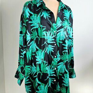 Fe Noel x Target Feathered Palm Print Button Down Shirt Size 2X Green Black Drop